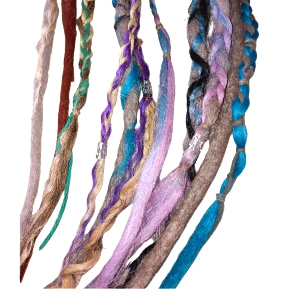 Bld&Teal3pc Braids Dread Clip In Extension Deco & Charms Viking Boho Summer - Picture 6 of 11